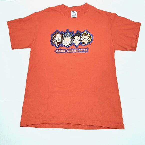 Vintage Y2K Good Charlotte T Shirt Medium 2002 Band Cartoon Heads Punk Rock - Picture 1 of 12